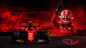 Charles Leclerc Ferrari F1 Car and Driver Victory Celebration Wallpaper HD wallpaper