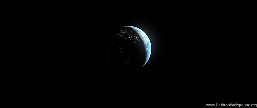 Earth Crescent View From Space With City Lights On Dark Side HD wallpaper
