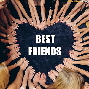 Circle of Hands Forming Heart Shape with Best Friends Text on Dark Background HD phone wallpaper
