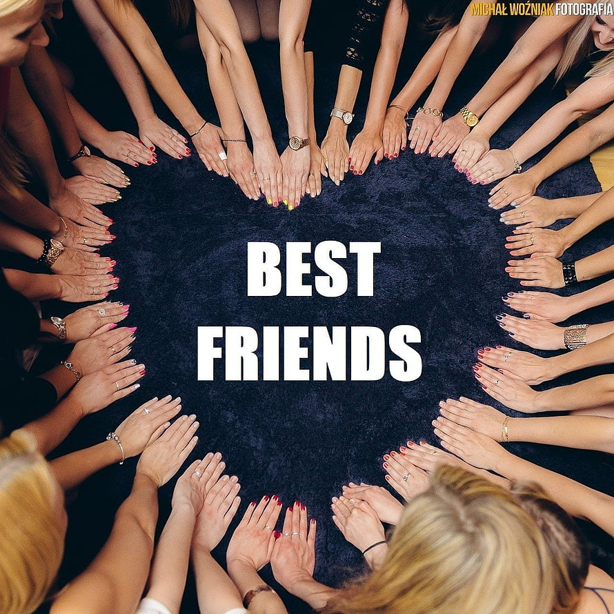 Circle of Hands Forming Heart Shape with Best Friends Text on Dark Background HD phone wallpaper