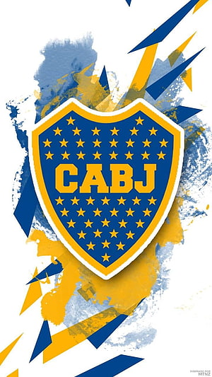 Club Atletico Boca Juniors CABJ Shield Logo with Blue and Gold Watercolor Background HD phone wallpaper
