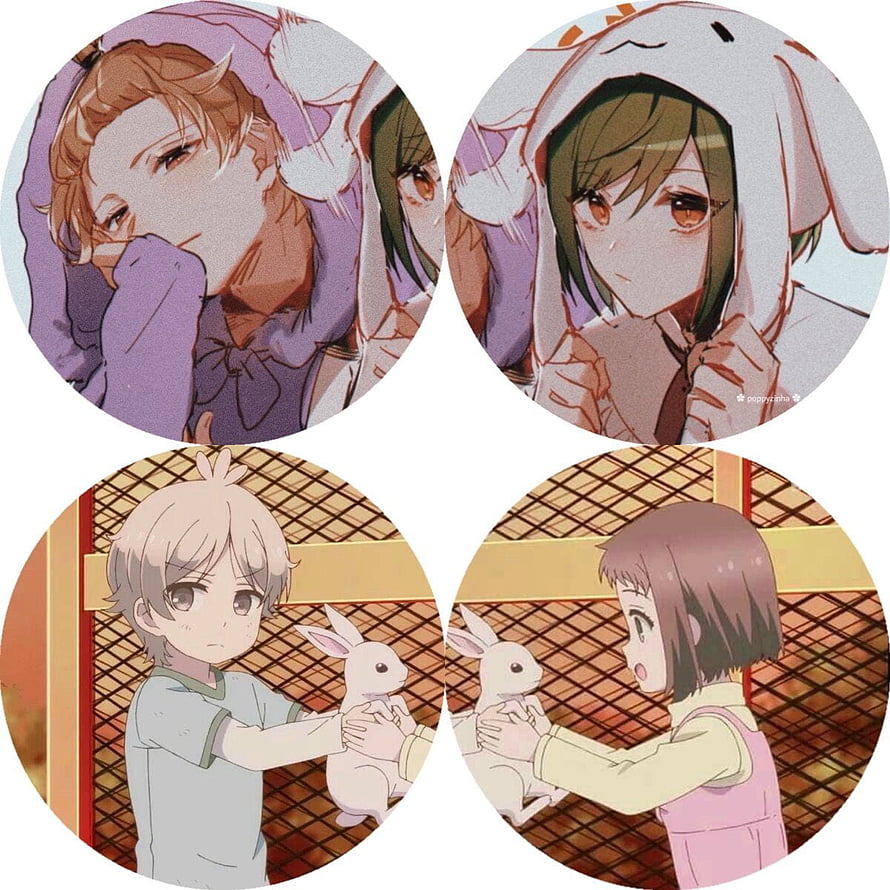 Anime Characters in Bunny Hoodies and Holding Rabbits HD phone wallpaper