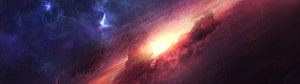 Vibrant Cosmic Nebula with Fiery Orange Core and Deep Blue Star Fields HD wallpaper