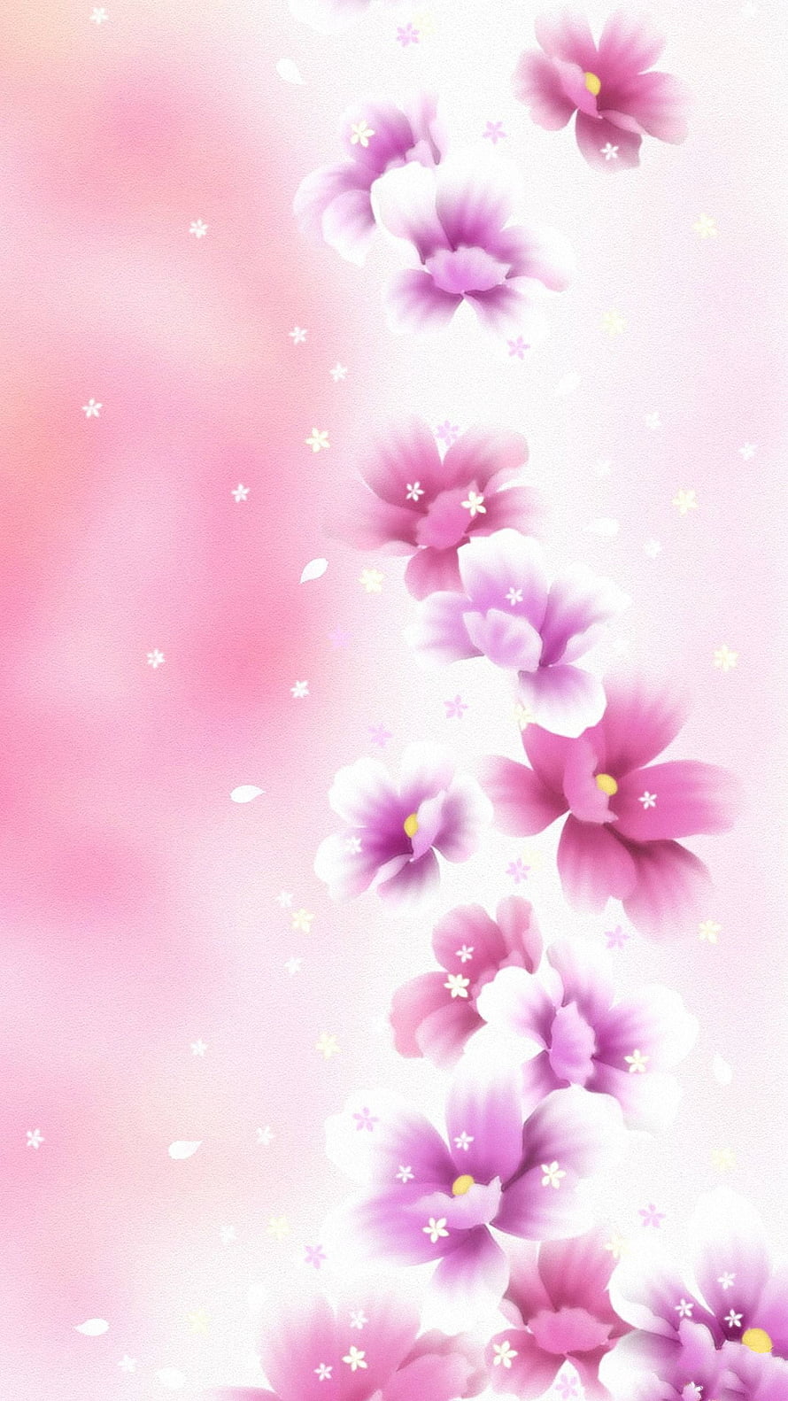 Soft Pink and Purple Watercolor Floral Pattern with Delicate Petals and Sparkling Accents HD phone wallpaper