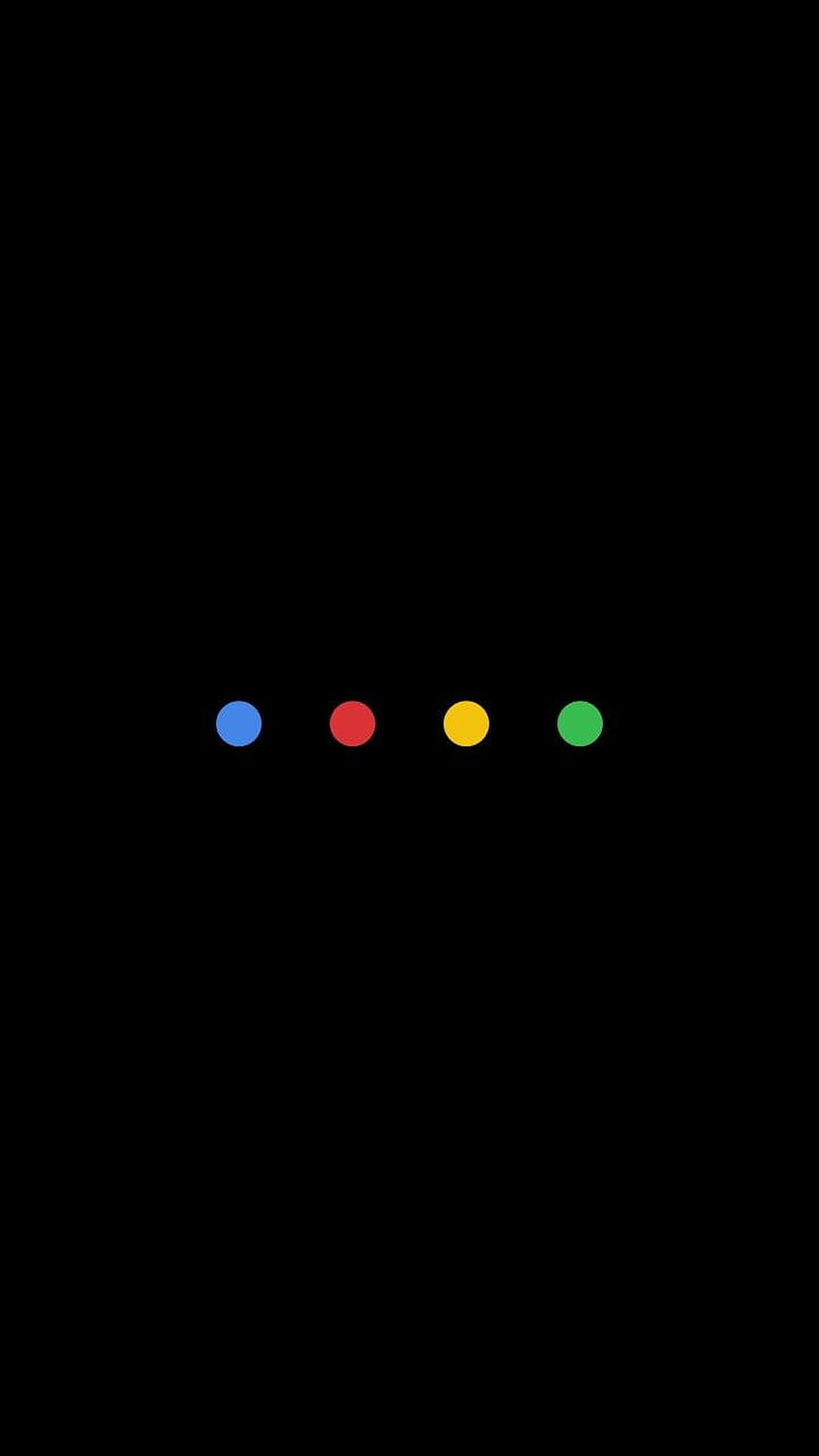 Minimalist Dark Mode Wallpaper with Four Colored Dots on Black Background HD phone wallpaper