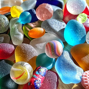 Colorful Sea Glass Collection in Bright Sunlight HD phone wallpaper
