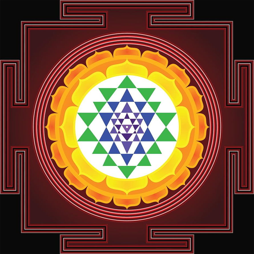 Sri Yantra Sacred Geometry Mandala with Lotus Petals and Triangles HD phone wallpaper
