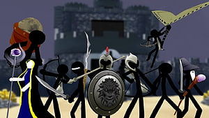 Stick Empires 3D Medieval Battle Scene with Warriors and Castle HD wallpaper