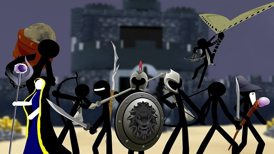 Stick Empires 3D Medieval Battle Scene with Warriors and Castle HD wallpaper