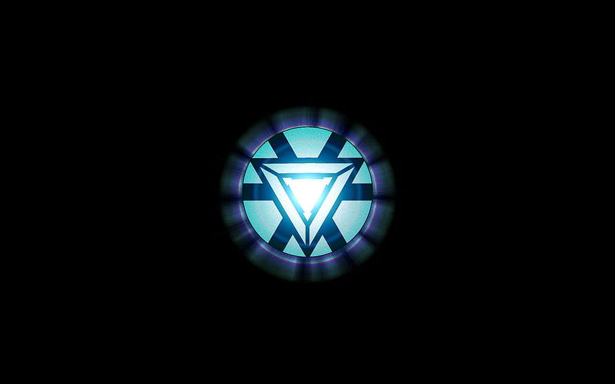 Glowing Arc Reactor Emblem on Black Background HD wallpaper