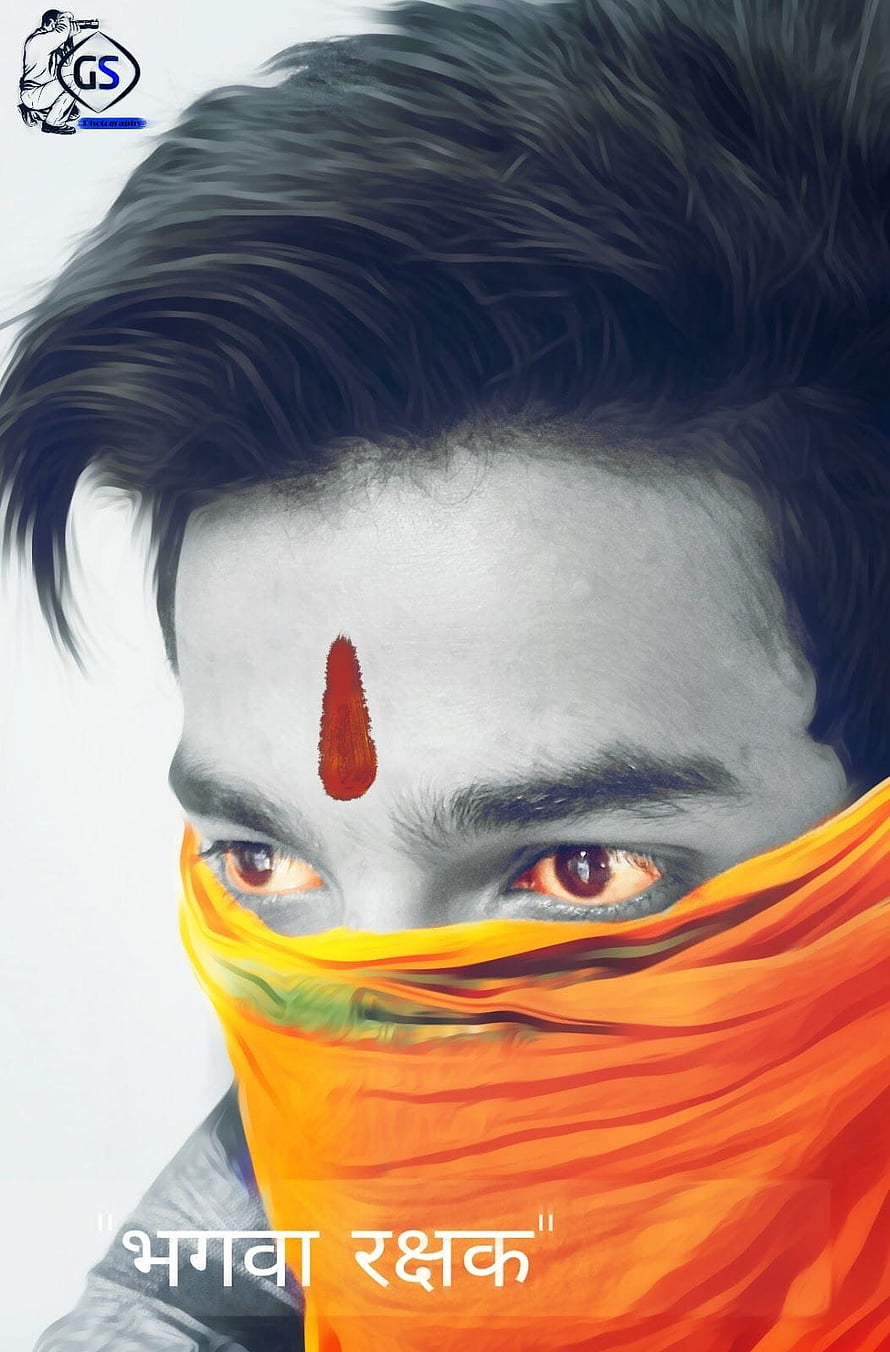 Bhagwa Rakshak Portrait With Saffron Scarf And Tilak HD phone wallpaper