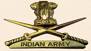 Indian Army Emblem with Lion Capital and Crossed Swords HD wallpaper