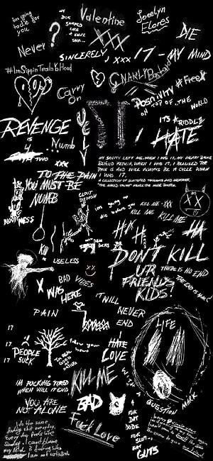 17 XXXTentacion Album Cover Artwork with Handwritten Doodles and Dark Aesthetic HD phone wallpaper