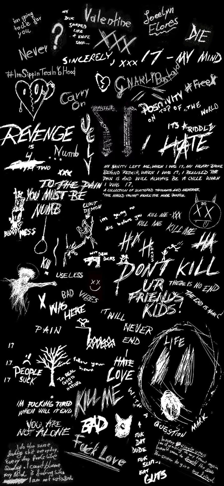 17 XXXTentacion Album Cover Artwork with Handwritten Doodles and Dark Aesthetic HD phone wallpaper