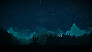 Serene Night Landscape With Starry Sky And Glowing Mountains HD wallpaper