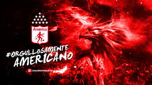America de Cali football club eagle mascot wallpaper with red smoke and crowd HD wallpaper