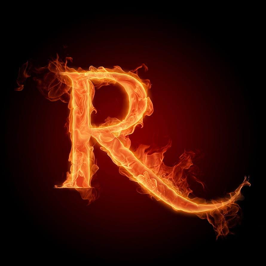 Burning Letter R Alphabet Fire Typography Design HD phone wallpaper