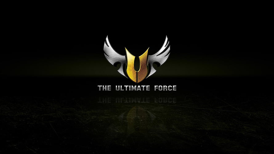 Asus TUF Gaming Logo with Metallic Wings and Gold Shield on Dark Background HD wallpaper