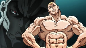 Muscular Anime Character with Bald Head and Intense Expression HD wallpaper