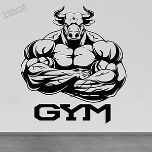Muscular Bull Gym Logo Wall Decal for Fitness Room and Home Decoration HD phone wallpaper
