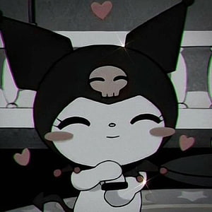 Cute Kuromi Character With Skull Hoodie And Pink Hearts HD phone wallpaper