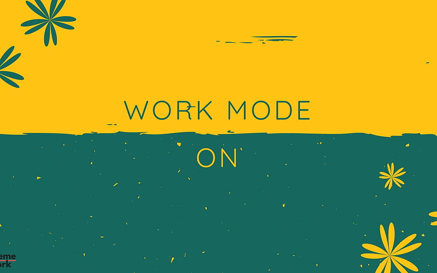 Work Mode On Yellow And Teal Floral Abstract Desktop Wallpaper HD wallpaper