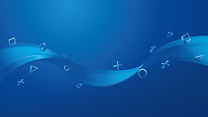 PlayStation 5 Abstract Blue Wave Background With Geometric Shapes HD wallpaper