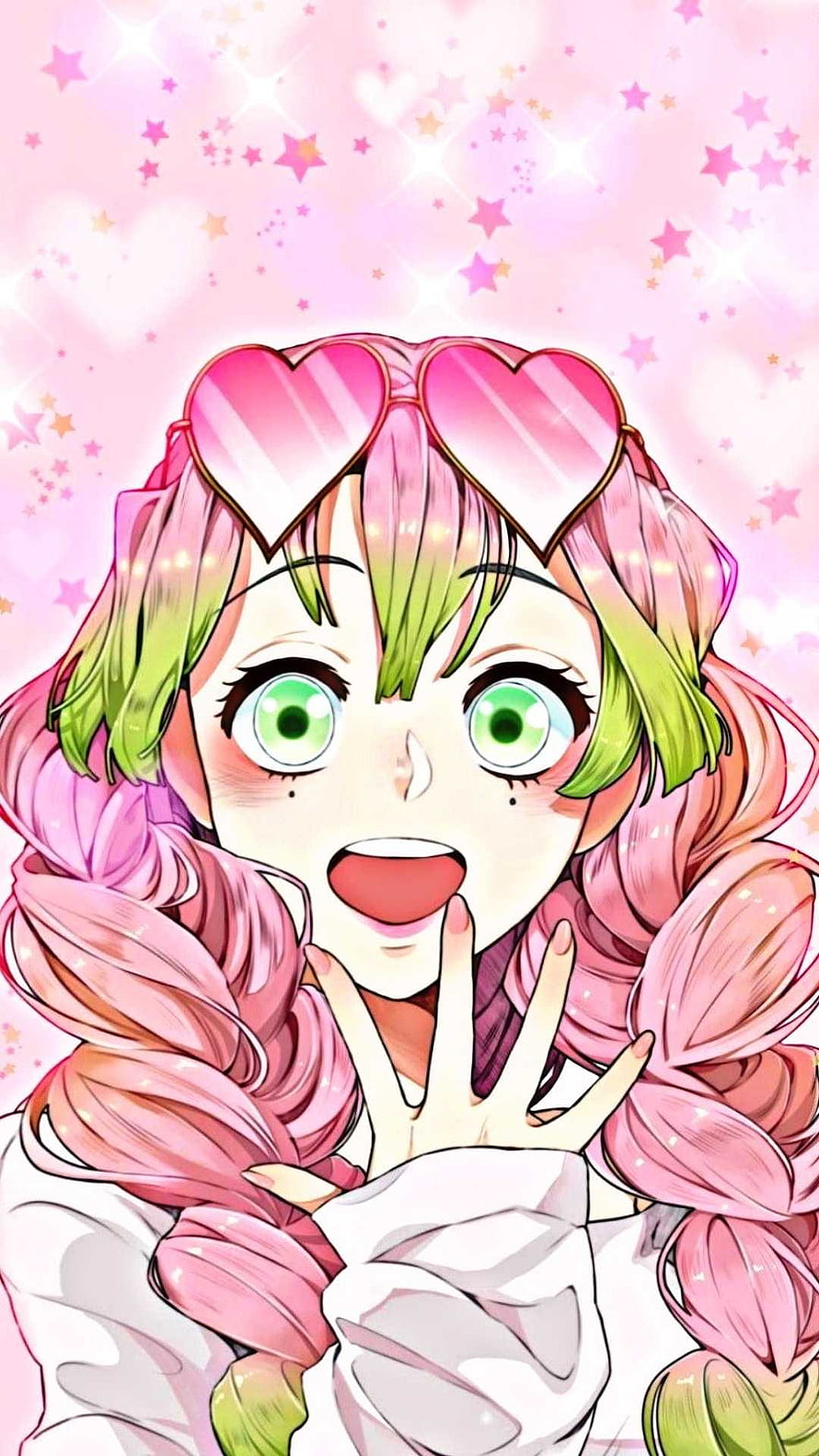 Minty from Helluva Grin with Heart Sunglasses and Pink Braids HD phone wallpaper