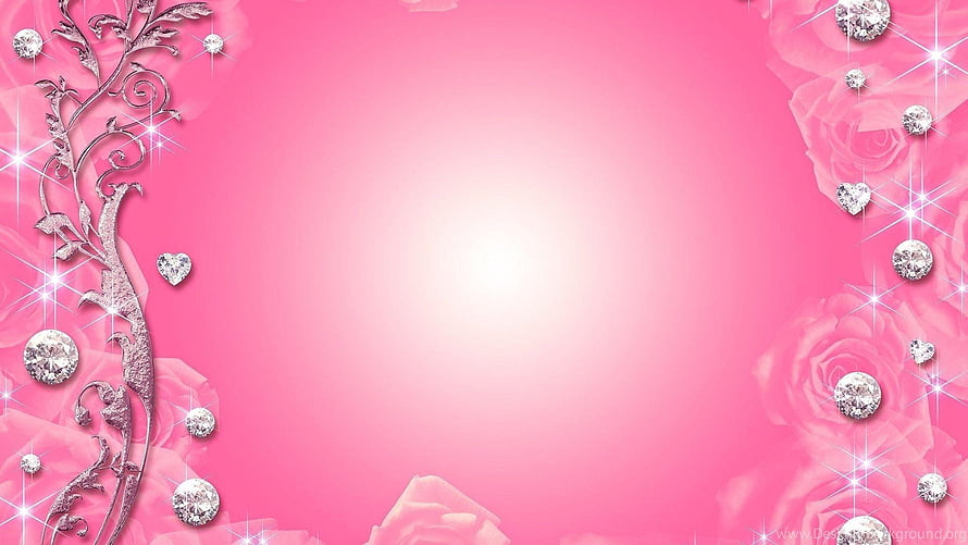 Sparkling Pink Roses and Diamond Hearts Wallpaper HD wallpaper