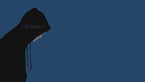 Mr Robot Minimalist Hooded Silhouette Against Deep Blue Background HD wallpaper