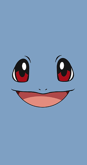Mewtwo Smiling Face Close-Up on Solid Blue Background HD phone wallpaper