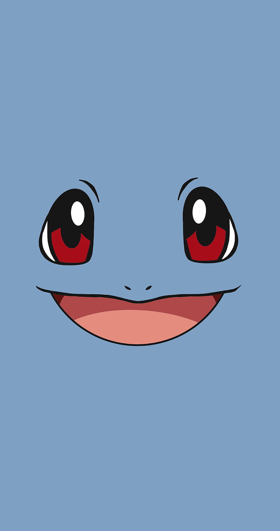 Mewtwo Smiling Face Close-Up on Solid Blue Background HD phone wallpaper