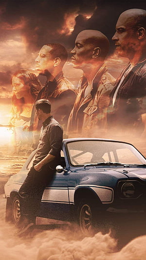 Fast and Furious Movie Poster with Paul Walker and Classic Muscle Car HD phone wallpaper
