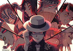 Demon Slayer Upper Rank Demons Group Artwork with Akaza, Kokushibo, and Daki HD wallpaper