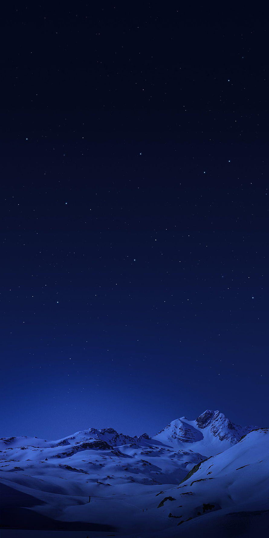 Snow-Capped Mountain Peaks Under a Deep Blue Starry Night Sky HD phone wallpaper
