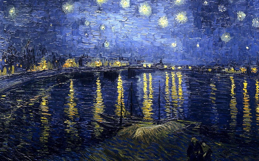 Starry Night Over the Rhône by Vincent van Gogh Impressionist Oil Painting HD wallpaper