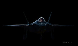 F-35 Lightning II Stealth Fighter Jet Silhouette Against Dark Night Sky HD wallpaper