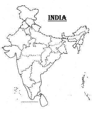 Blank Political Map of India with State Boundaries for Educational Coloring and Geography Study HD phone wallpaper