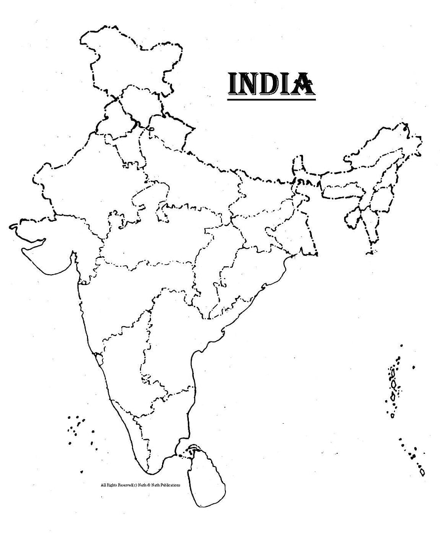 Blank Political Map of India with State Boundaries for Educational Coloring and Geography Study HD phone wallpaper