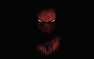 Menacing Red Spider-Man Mask with Glowing White Eyes and Chest Emblem on Black Background, Dark Profile, black and red profile HD wallpaper