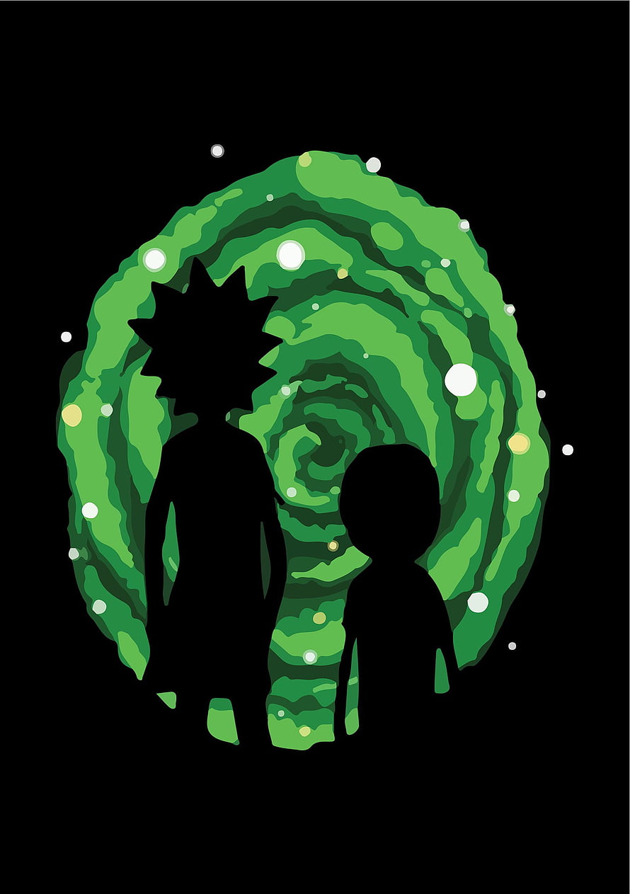 Naruto and Son Silhouette Against Green Swirling Chakra Background HD phone wallpaper
