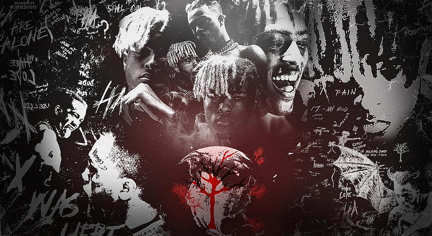 Xxxtentacion Grunge Collage Wallpaper With Red Tree And Graffiti Text HD wallpaper