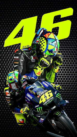 Valentino Rossi on Yamaha Monster Energy MotoGP Bike with Number 46 HD phone wallpaper