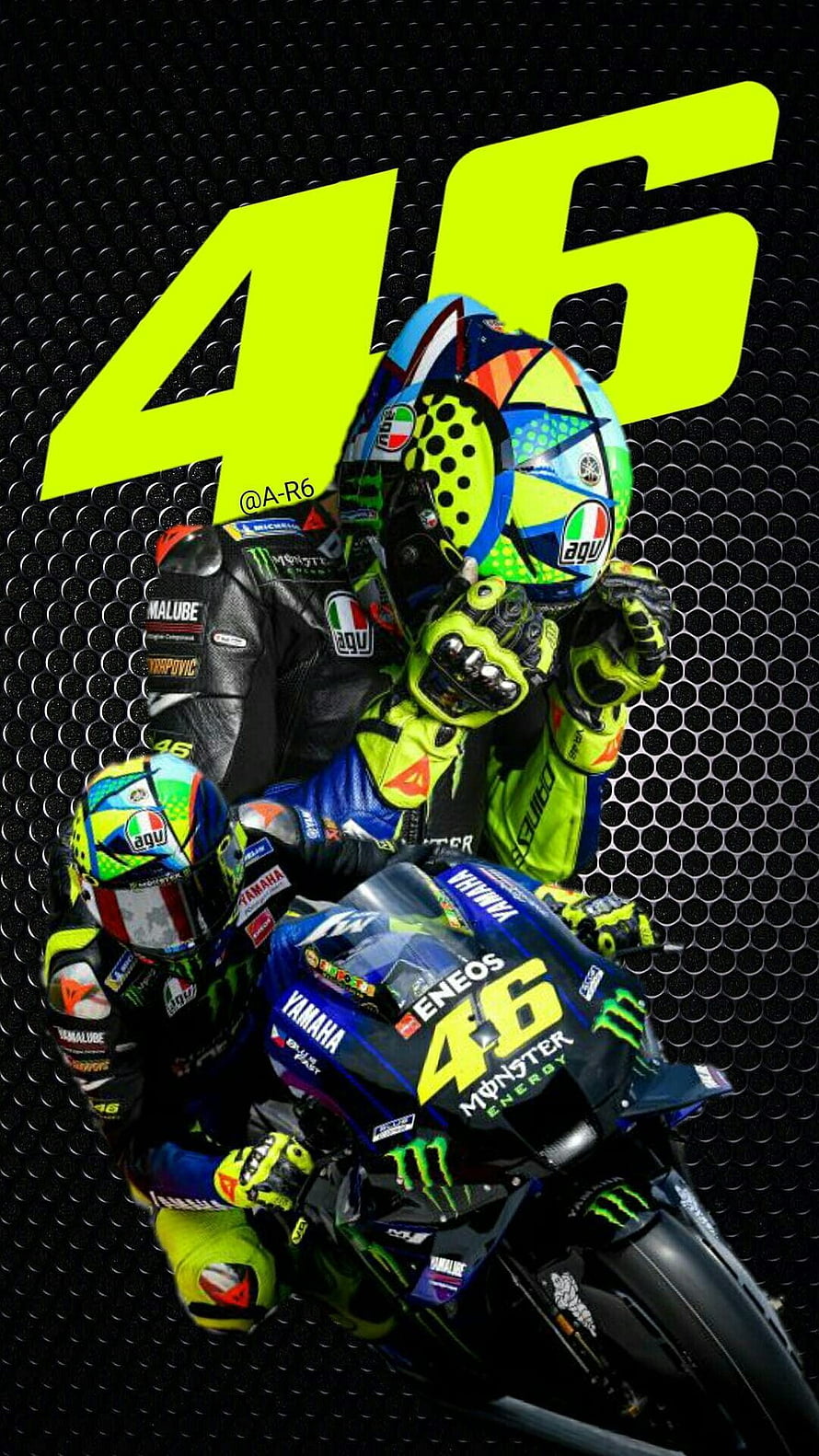 Valentino Rossi on Yamaha Monster Energy MotoGP Bike with Number 46 HD phone wallpaper