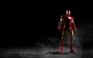 Iron Man Mark 7 Armor Standing in Dark Smoky Atmosphere, iron man walpaper, #Iron Man HD wallpaper