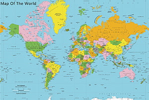 Colorful Political World Map With Country Borders And Ocean Labels HD wallpaper