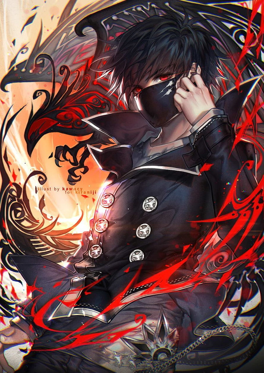 Alexis Grimm Masked Anime Character with Red Eyes and Dark Fantasy Armor HD phone wallpaper