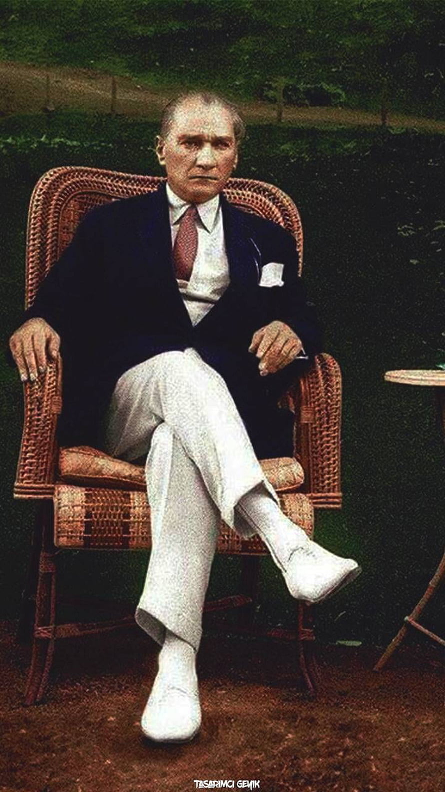 Mustafa Kemal Ataturk Seated in Wicker Chair Vintage Portrait HD phone wallpaper