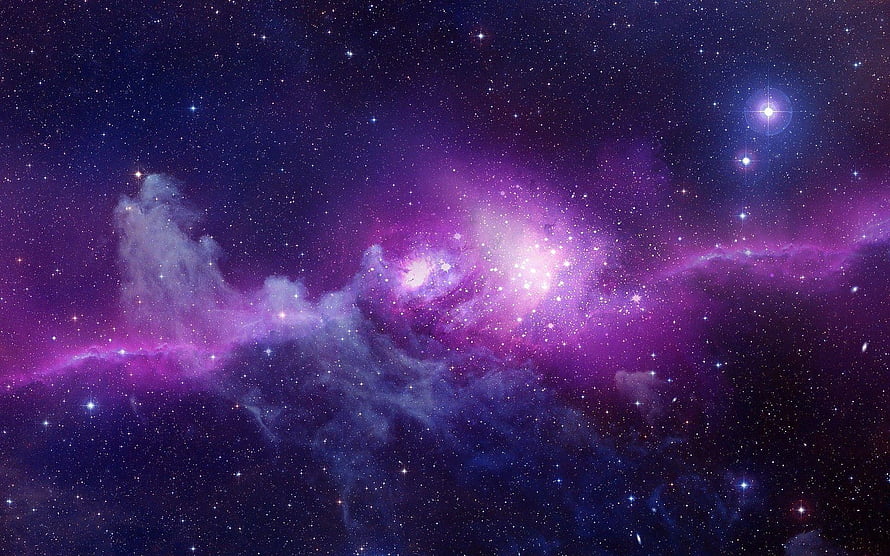 Vibrant Purple and Pink Nebula in Deep Space with Starry Background HD wallpaper