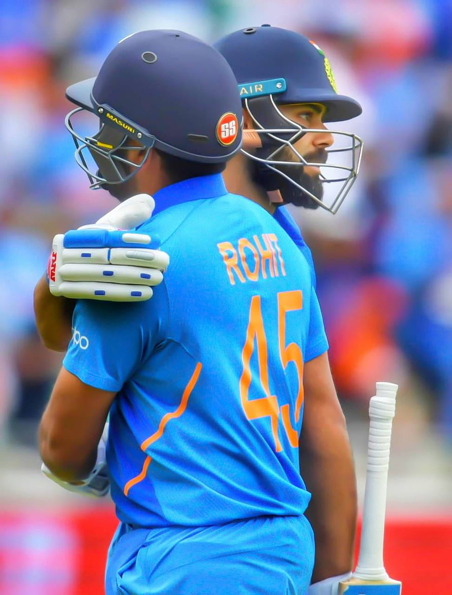 Rohit Sharma and Virat Kohli in Indian Cricket Blue ODI Uniforms HD phone wallpaper
